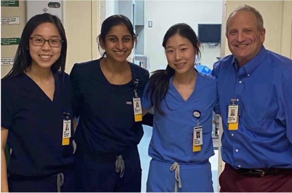 Dr. Suchin with his Montefiore GI fellows, from left: Erica Chung, Nina Kogekar, and Diana Wee