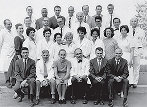 Dr. Korey with neurology residents and members of the neurology division, in 1960