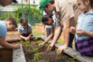 Mike Dunleavy guides students in planting seedlings