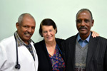 (From left) Drs. Aynalem Abreha, Carol Harris and Agonafer Tekalegne at Black Lion Hospital, in Addis Ababa