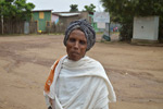 Village woman in Sunday church shawl
