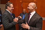 Governor Cuomo greets Bronx Borough President Ruben Diaz, Jr.