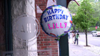 The entrance to Lilly's 100th birthday bash at Chat American Grille, in Scarsdale, NY