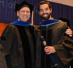 Dr. Keller with Dr. Fred Lado, who “hooded” him following receipt of his Ph.D.