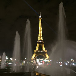 While in Paris, Samim visited many of its sights, including the Eiffel Tower.