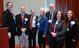 Hosts and conference attendees: (from left): Drs. Lou Weiss (GHC co-director), Jon Ripp, Oliver Fein, Kathy Anastos (GHC co-director), Stephen Hargarten and Judith Lasker with GHC manager Jill Raufman