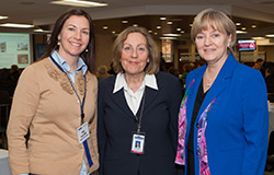 Jill Raufman (center) organized the first-ever conference; she poses with Roseanne Waters (blue jacket) from Emory University and Tifany Frazer from Medical College of Wisconsin