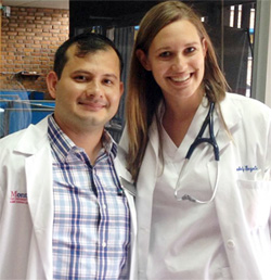 Dr. Juan Robles with Einstein medical student Kimberly Gergelis, at Hospital Escuela, in Tegucigalpa