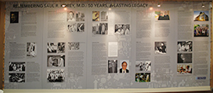 Exhibit wall commemorating Dr. Korey’s legacy to Einstein