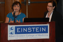 Dr. Maria Marzan and Ana-Julia Cruz discussed opportunities in Einstein’s Community Based Service Learning Program