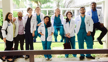 Mr. Arafat (second from left) with other Einstein students who took part in the Jacobi Medical Center burn unit’s training program in Puerto Rico