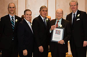 Dr. Fulop at Jacobi’s Home Sweet Home Gala, in 2013, where he was honored with a Lifetime Achievement Award. With him (from left) are Dr. Rob Sidlow, Chris Fugazy, Allen M. Spiegel and William Walsh