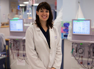 Jordan Nestor at the dialysis center where she shadowed patients