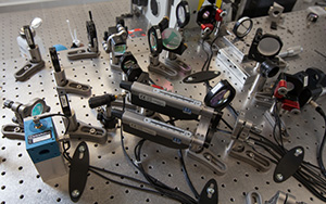 A close-up perspective of the microscope